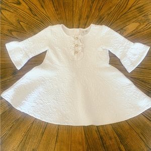 Janie and Jack bell sleeve jacquard white dress size 18-24 months